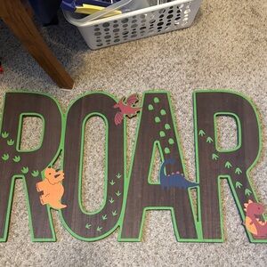 Hobby Lobby ROAR Dinosaur Wall Art - Brown and Green